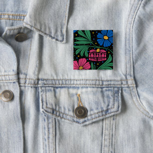 Foxtrot Delta Tango Flower Boho 15 Cm Square Badge