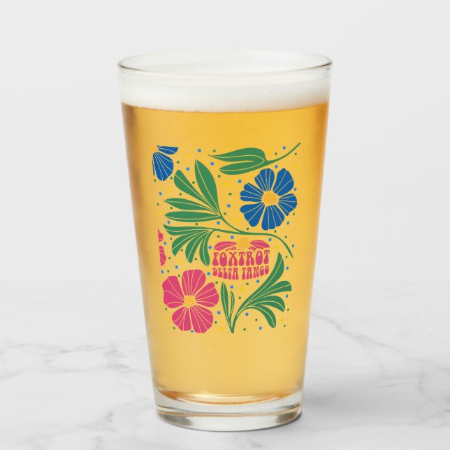 Foxtrot Delta Tango Flower Boho Glass (Front Filled)