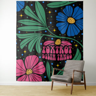 Foxtrot Delta Tango Flower Boho Tapestry
