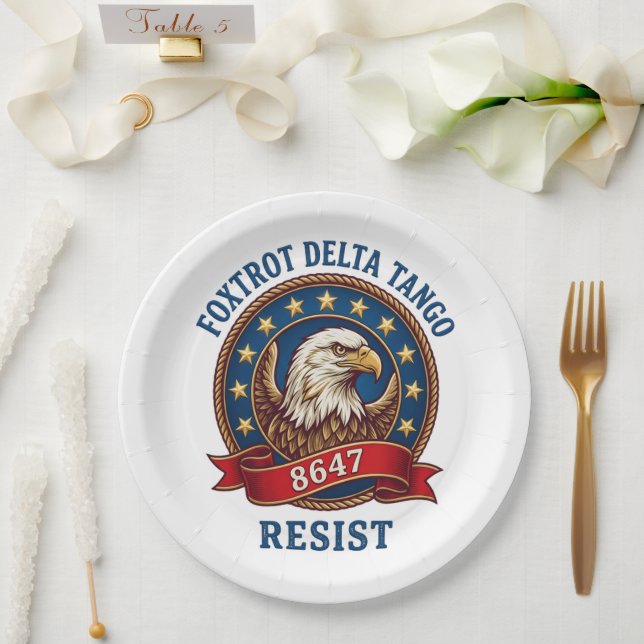 Foxtrot Delta Tango Resist Paper Plate (Wedding)