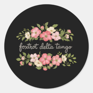 Foxtrot Tango Delta Women Floral Groovy Vintage Re Classic Round Sticker