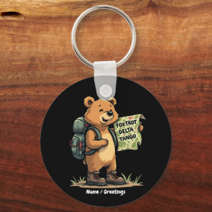 Foxtrots Deltas Tangos Funny Bear Retro Graphic  Key Ring