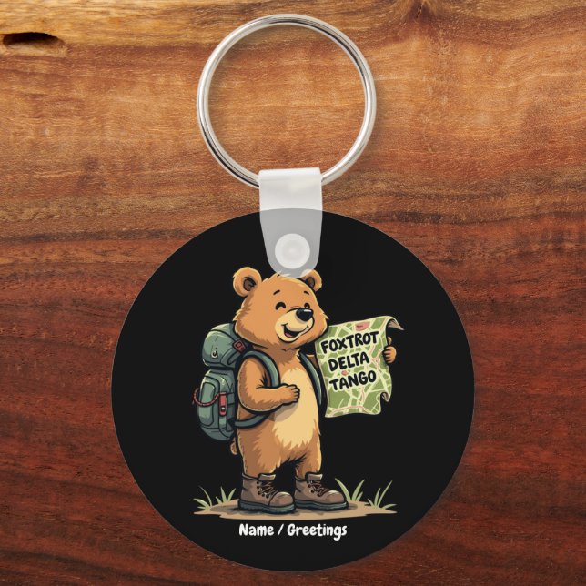 Foxtrots Deltas Tangos Funny Bear Retro Graphic  Key Ring (Front)