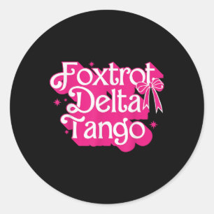 Foxtrots Deltas Tangos Retro Pink Coquette Bow Classic Round Sticker