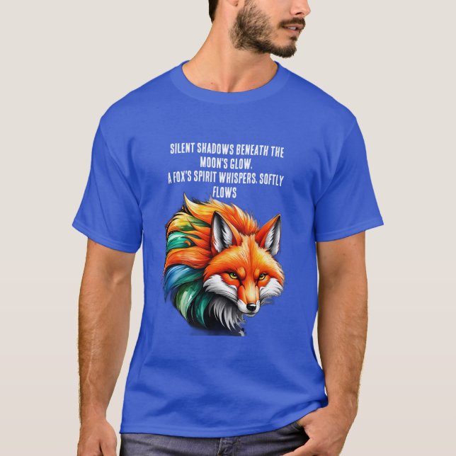 "Foxy and Fierce: Vibrant Fox Design Tee" T-Shirt (Front)