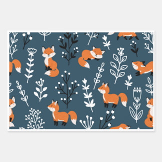 Foxy Blue Wrapping Paper Sheet