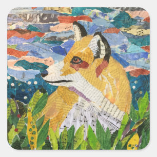Foxy collage square sticker