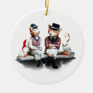 Foxy Couple (Add Your Text) Ceramic Tree Decoration