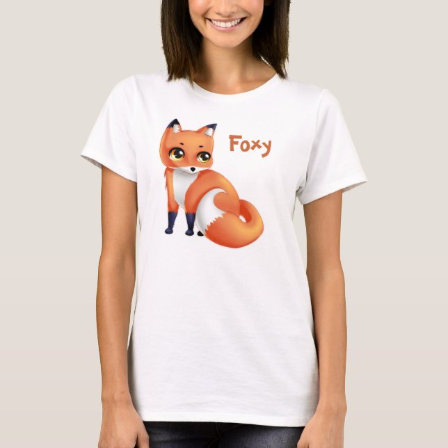 Foxy Cute Kawaii cartoon fox T-Shirt (Front)