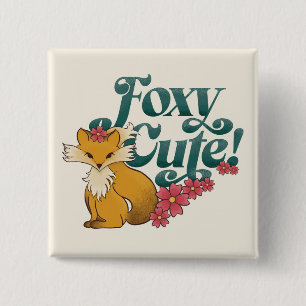Foxy Cute with Flowers 15 Cm Square Badge