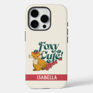 Foxy Cute with Flowers Personalized Name iPhone 16 Pro Case