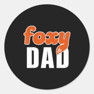 Foxy Dad Shirt Funny Father Gift Cute Fox Cartoon  Classic Round Sticker
