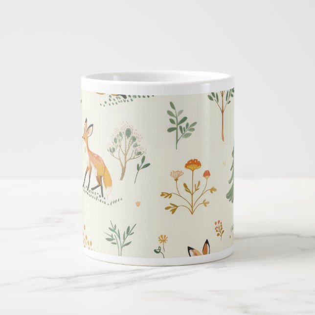 "Foxy Delight Ceramic Mug" Large Coffee Mug (Front)