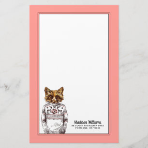 Foxy Dressed Fox   Add Your Name Stationery
