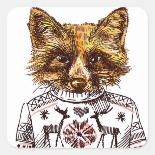 Foxy Dressed Fox Square Sticker