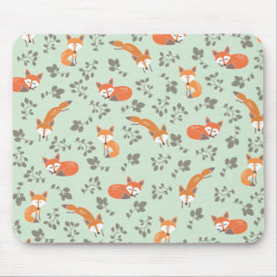 Foxy Floral Pattern Mouse Mat
