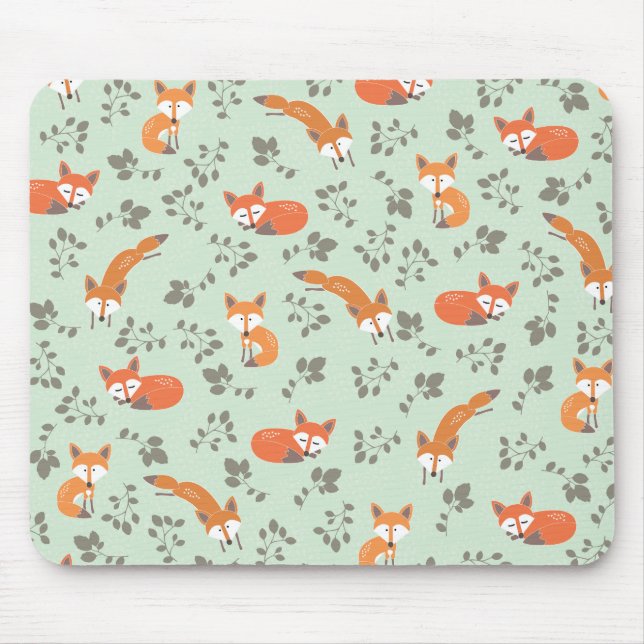 Foxy Floral Pattern Mouse Mat (Front)