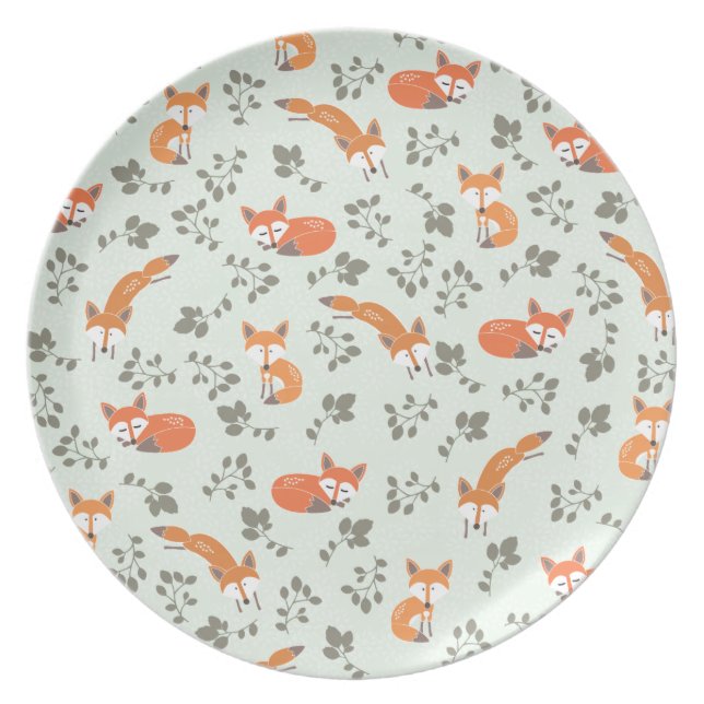 Foxy Floral Pattern Plate (Front)