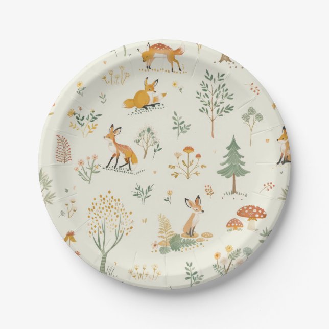 "Foxy Forest Paper Plates" Paper Plate (Front)