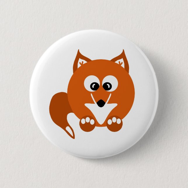 Foxy Fox Cartoon Button Badge (Front)