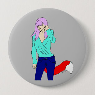 foxy girl 10 cm round badge