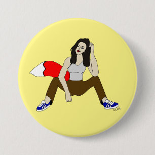 foxy girl 7.5 cm round badge