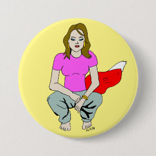 foxy girl 7.5 cm round badge
