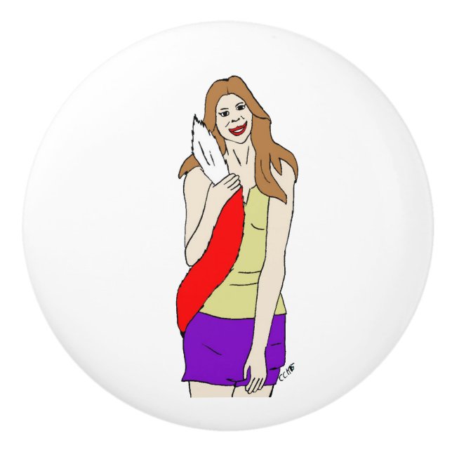 foxy girl ceramic knob (Front)