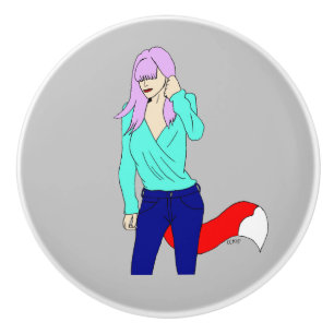 foxy girl ceramic knob