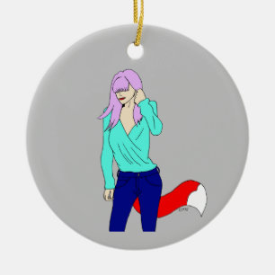 foxy girl   ceramic tree decoration