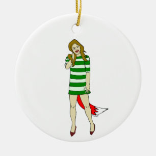 foxy girl ceramic tree decoration
