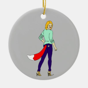 foxy girl ceramic tree decoration