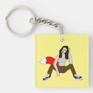 foxy girl key ring