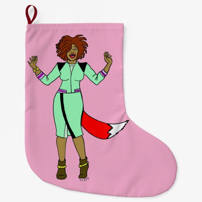 Foxy Girl Large Christmas Stocking (Front)