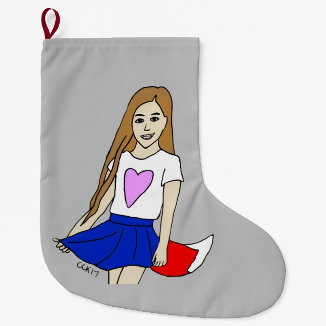 foxy girl  large christmas stocking (Front)