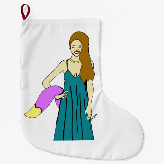 foxy girl large christmas stocking (Front)