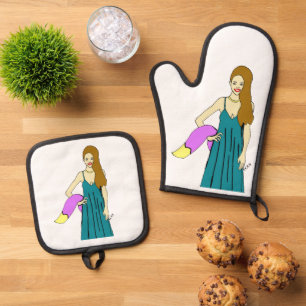 foxy girl oven mitt & pot holder set
