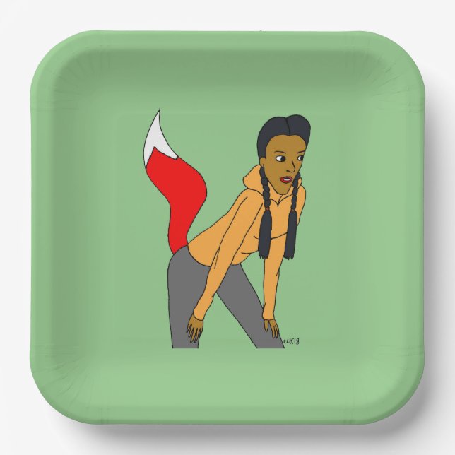 foxy girl      paper plate (Front)