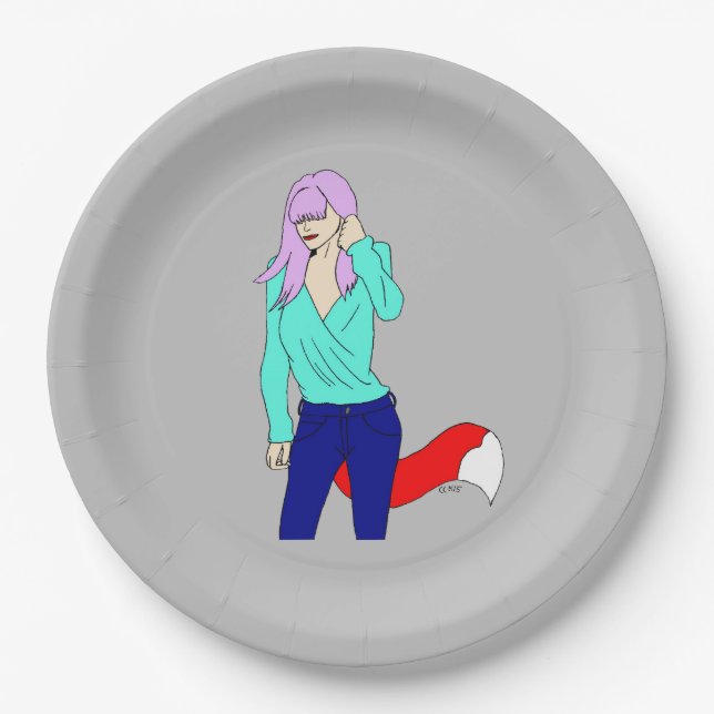 foxy girl   paper plate (Front)