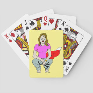 foxy girl playing cards