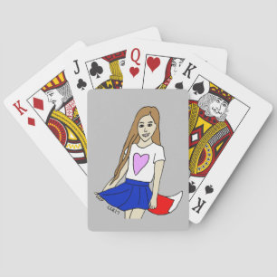 foxy girl playing cards