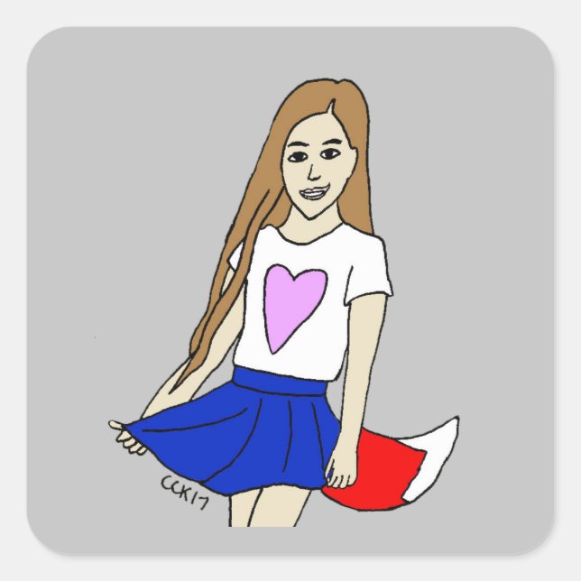 foxy girl  square sticker (Front)