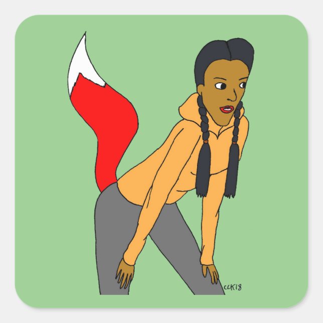 foxy girl     square sticker (Front)