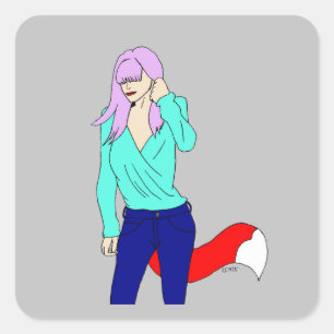 foxy girl square sticker