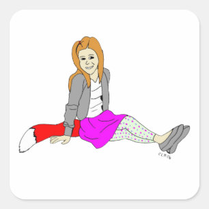 foxy girl  square sticker