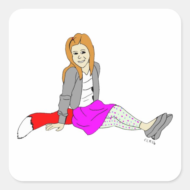 foxy girl  square sticker (Front)