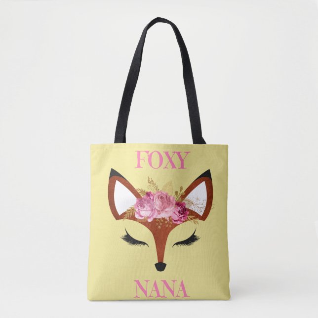 Foxy Nana Fox & Roses Mother's Day Birthday Tote Bag (Front)