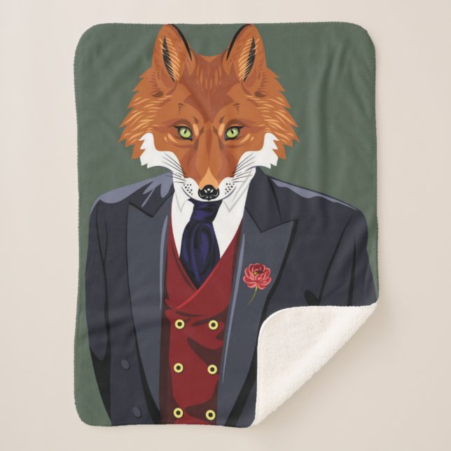 Foxy Portrait Sherpa Blanket (Front)