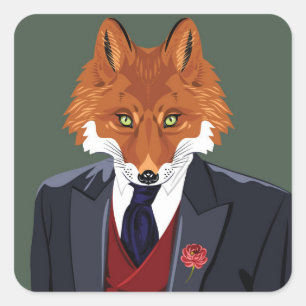Foxy Portrait Square Sticker