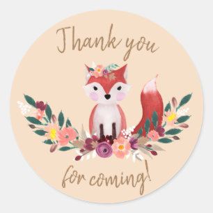 Foxy Round Birthday Sticker